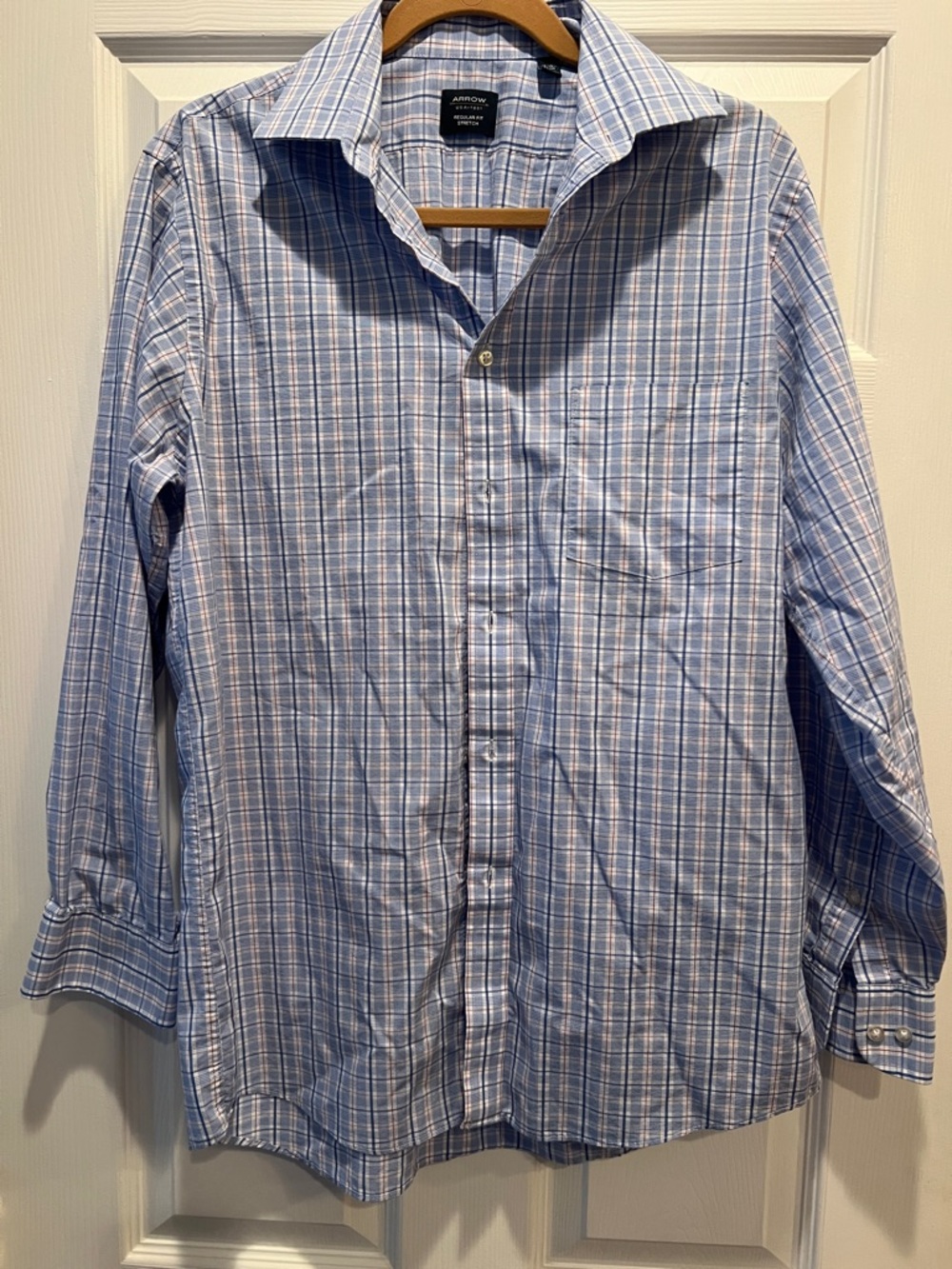 Arrow Light Blue and White Plaid Button-Down Shirt - Men